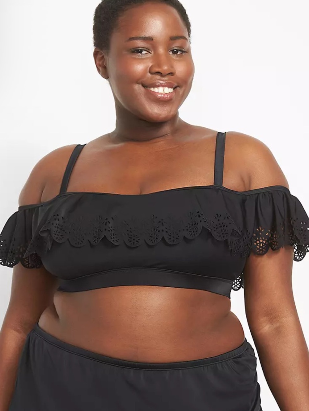 NWT Lane Bryant No-Wire Laser Cut Ruffle Swim Bikini Top Size 24